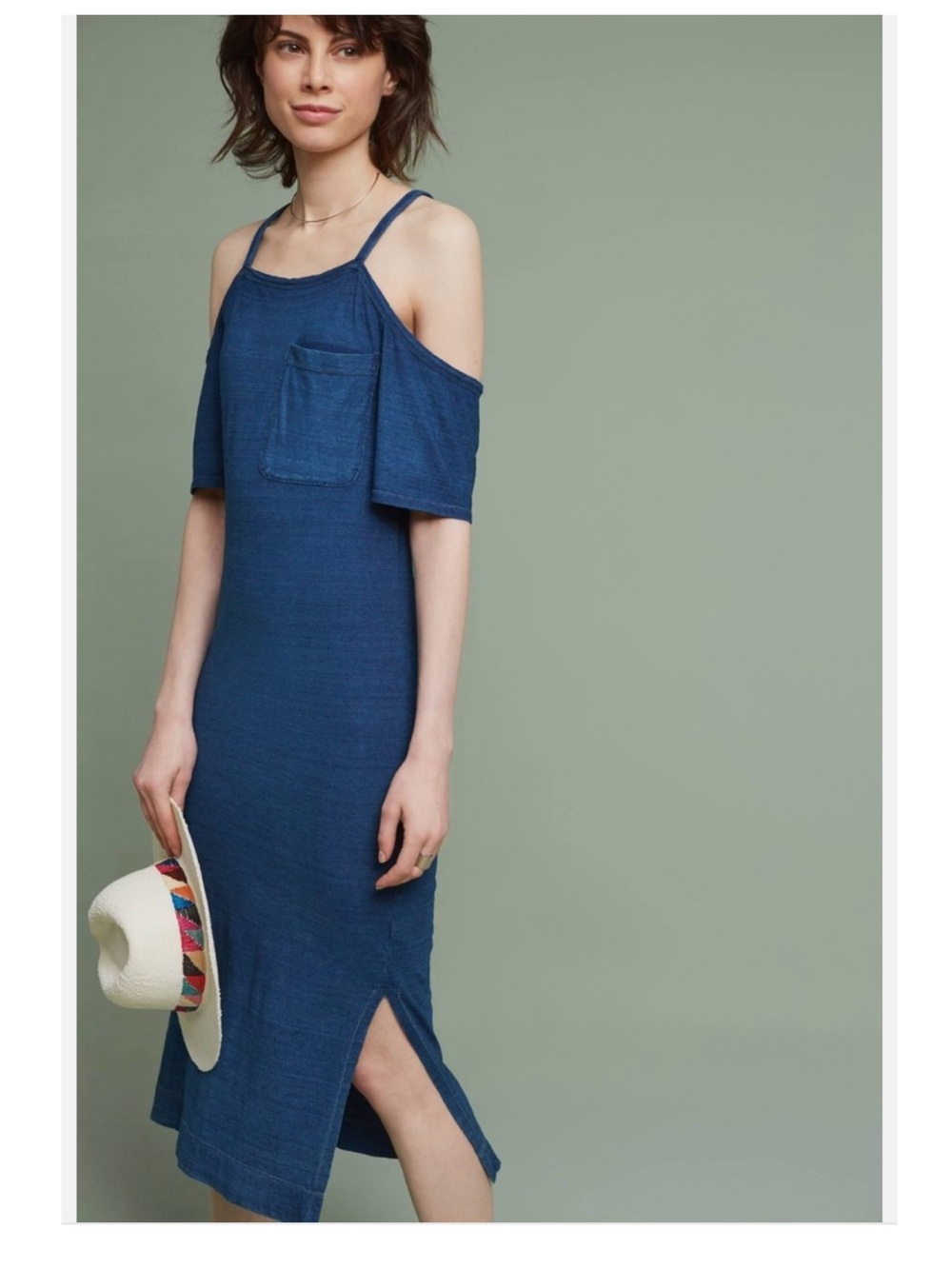 Cloth and Stone Juliette Open Shoulder Washed Blue Maxi Dress